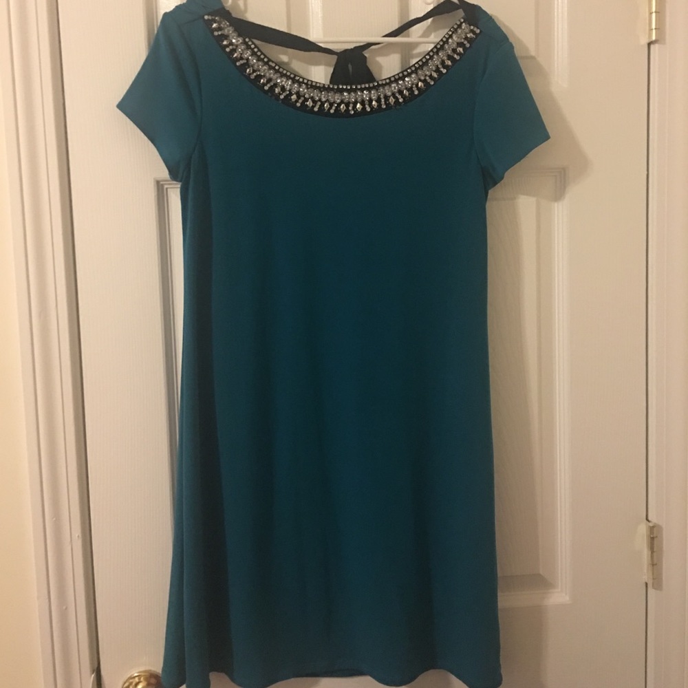 Green Cocktail Dress with Scoop back